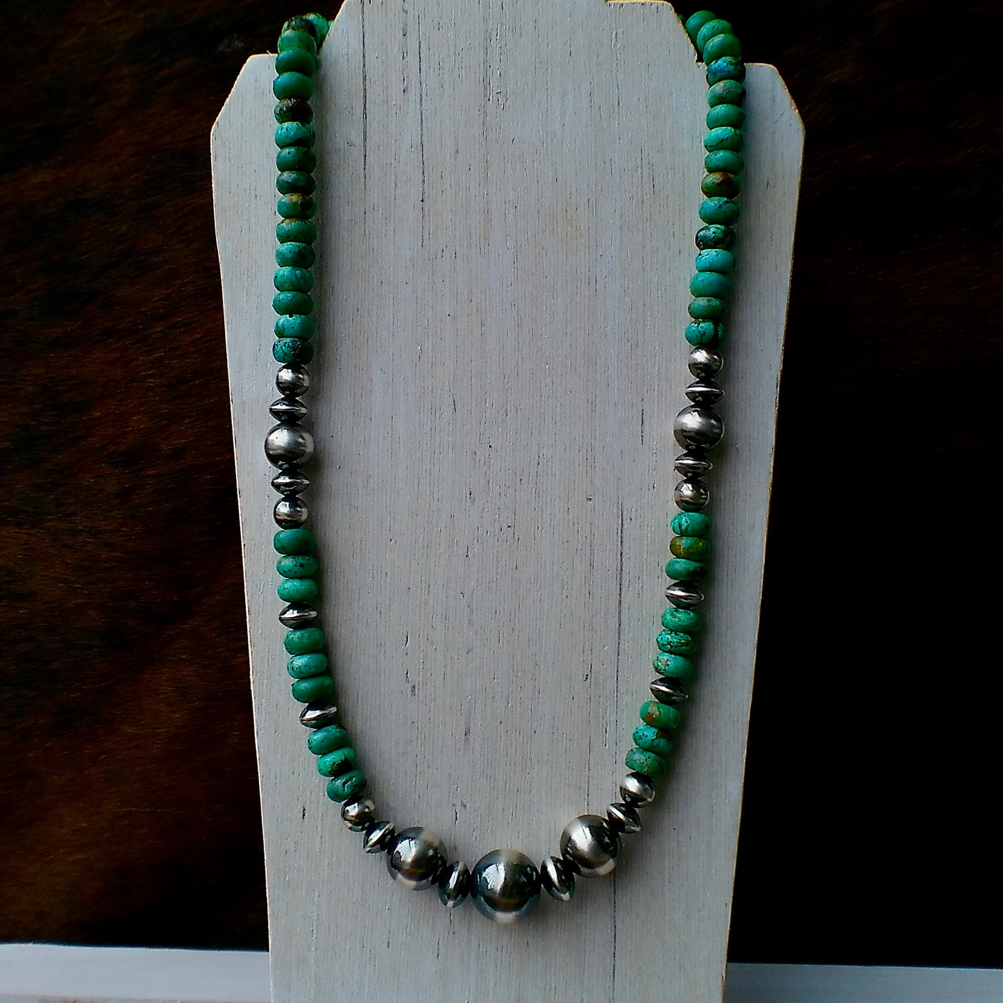 Kingman Turquoise & Sterling Silver Pearl Necklace