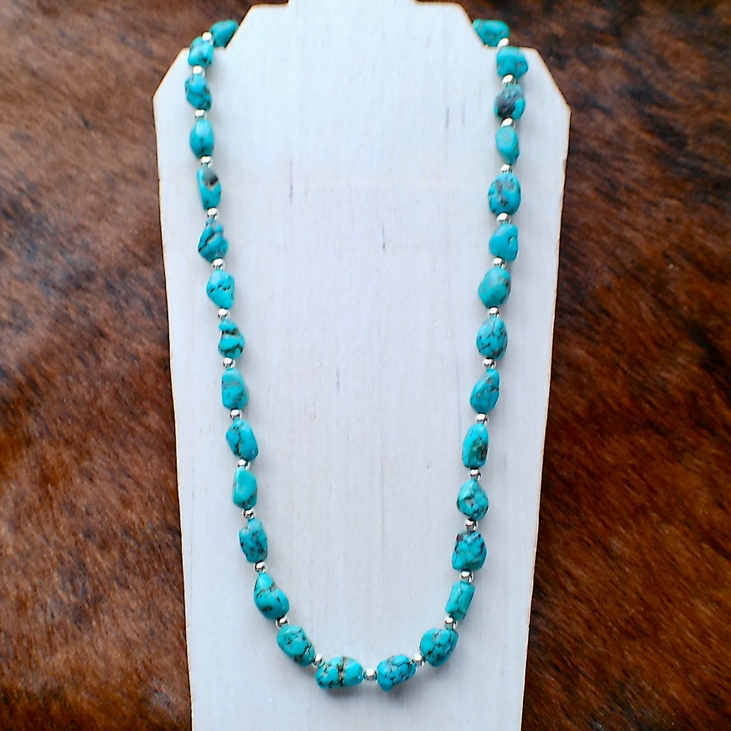 Kingman Turquoise & Sterling Silver Beaded Necklace