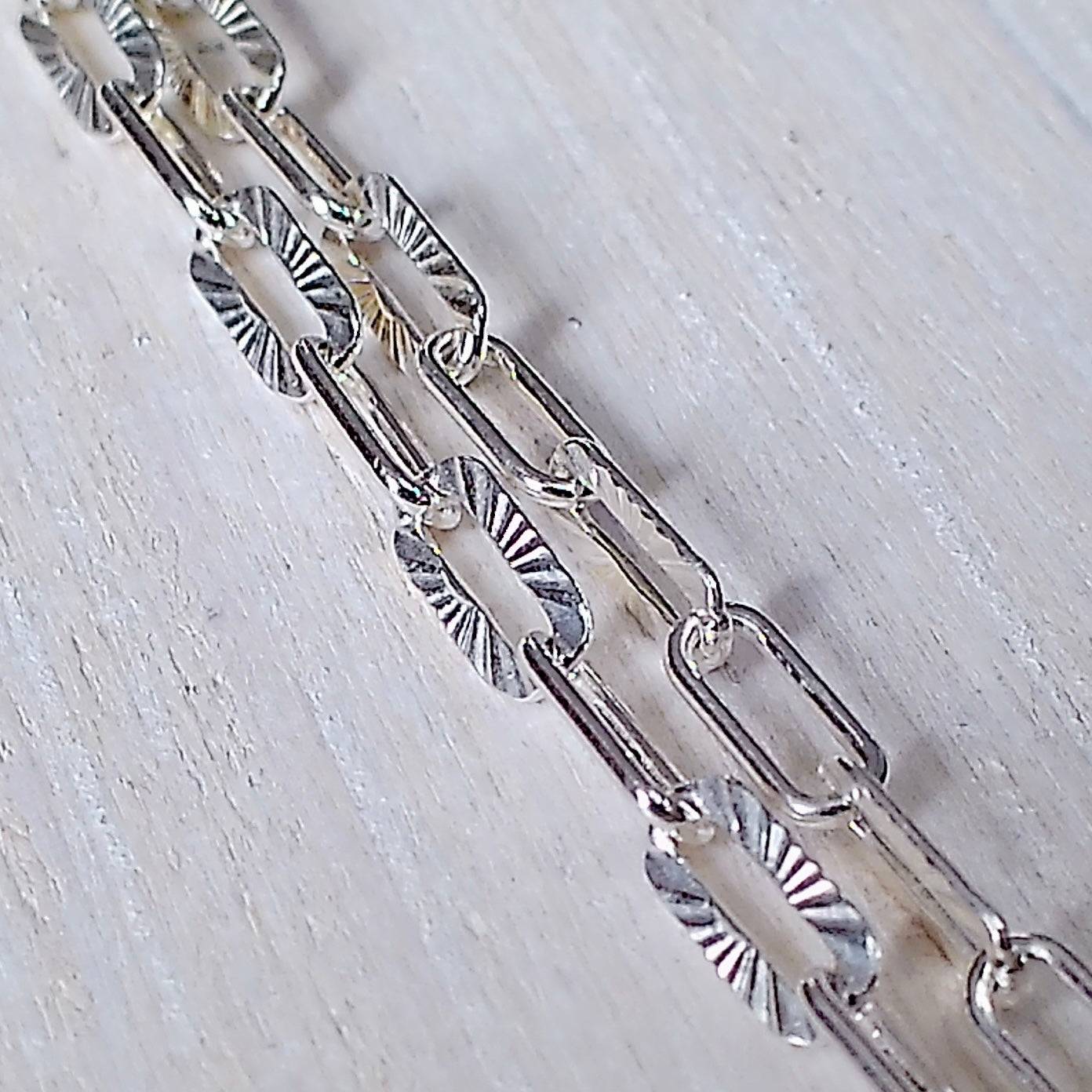 Sunburst Paperclip Finished Chain — .925 Sterling Silver