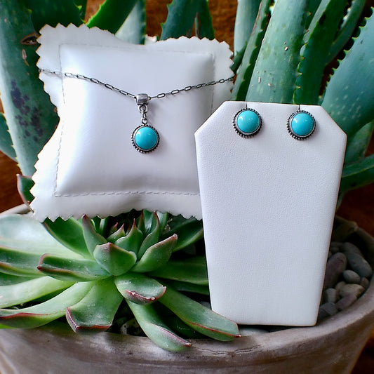 Wampum Quahog or Sonoran Turquoise Set — Pendant Necklace & Earrings