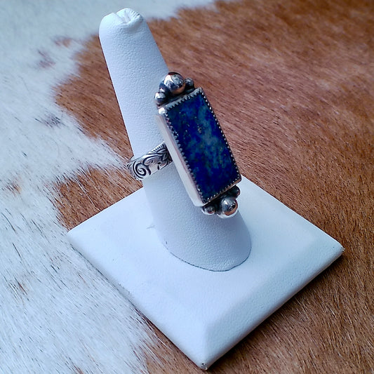 Lapis Lazuli Statement Ring — Adjustable Sterling Silver