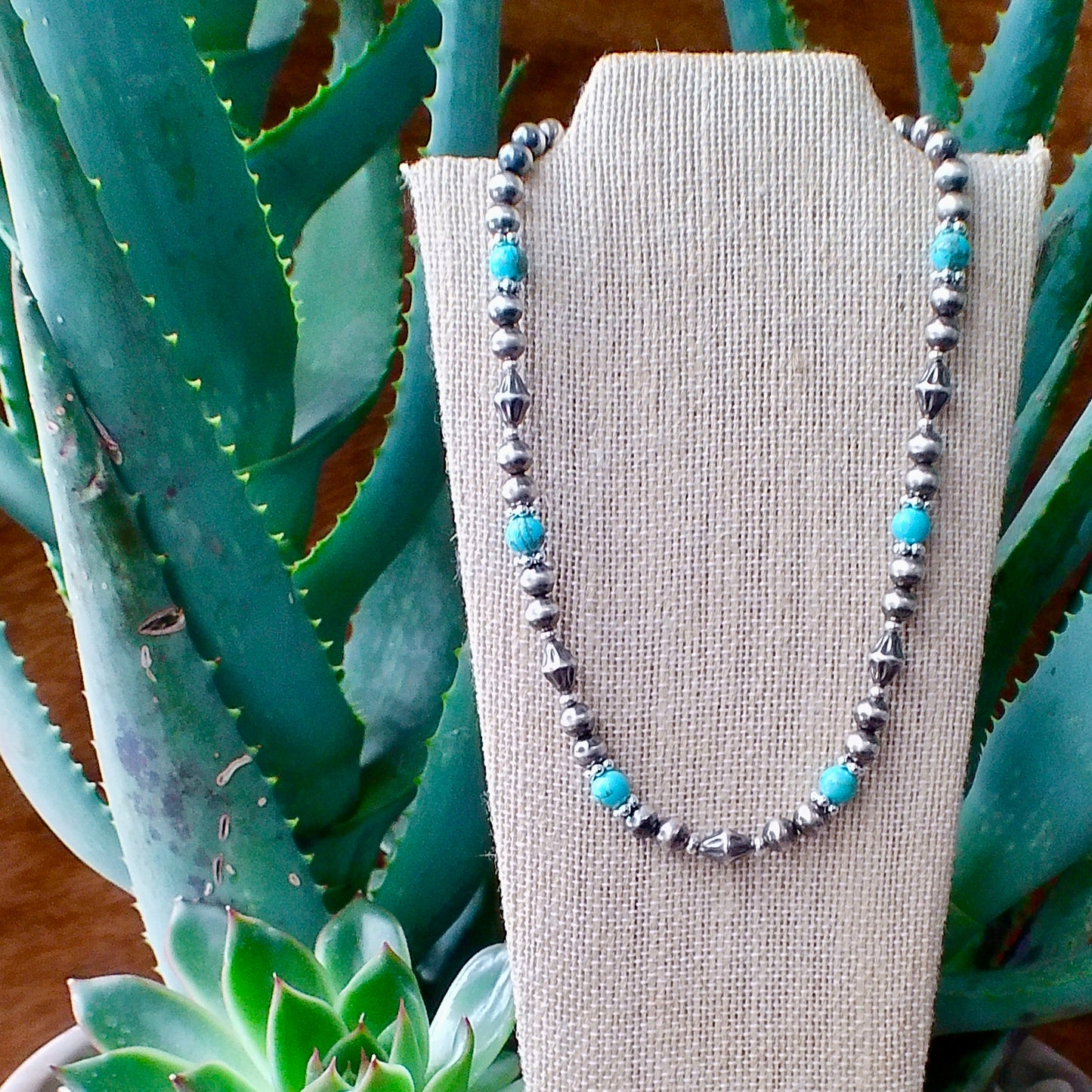 Arizona Turquoise & Sterling Silver Pearl Necklace