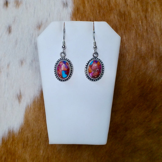 Turquoise Pink Oyster Earrings