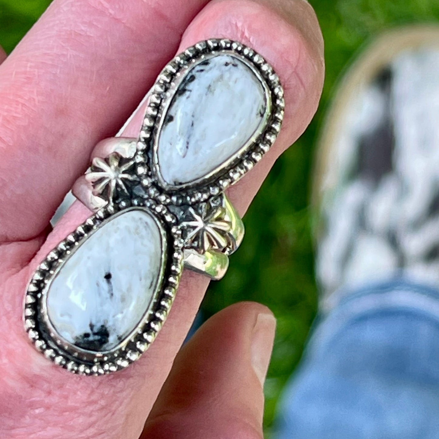 White Buffalo & Sterling Silver Statement Ring