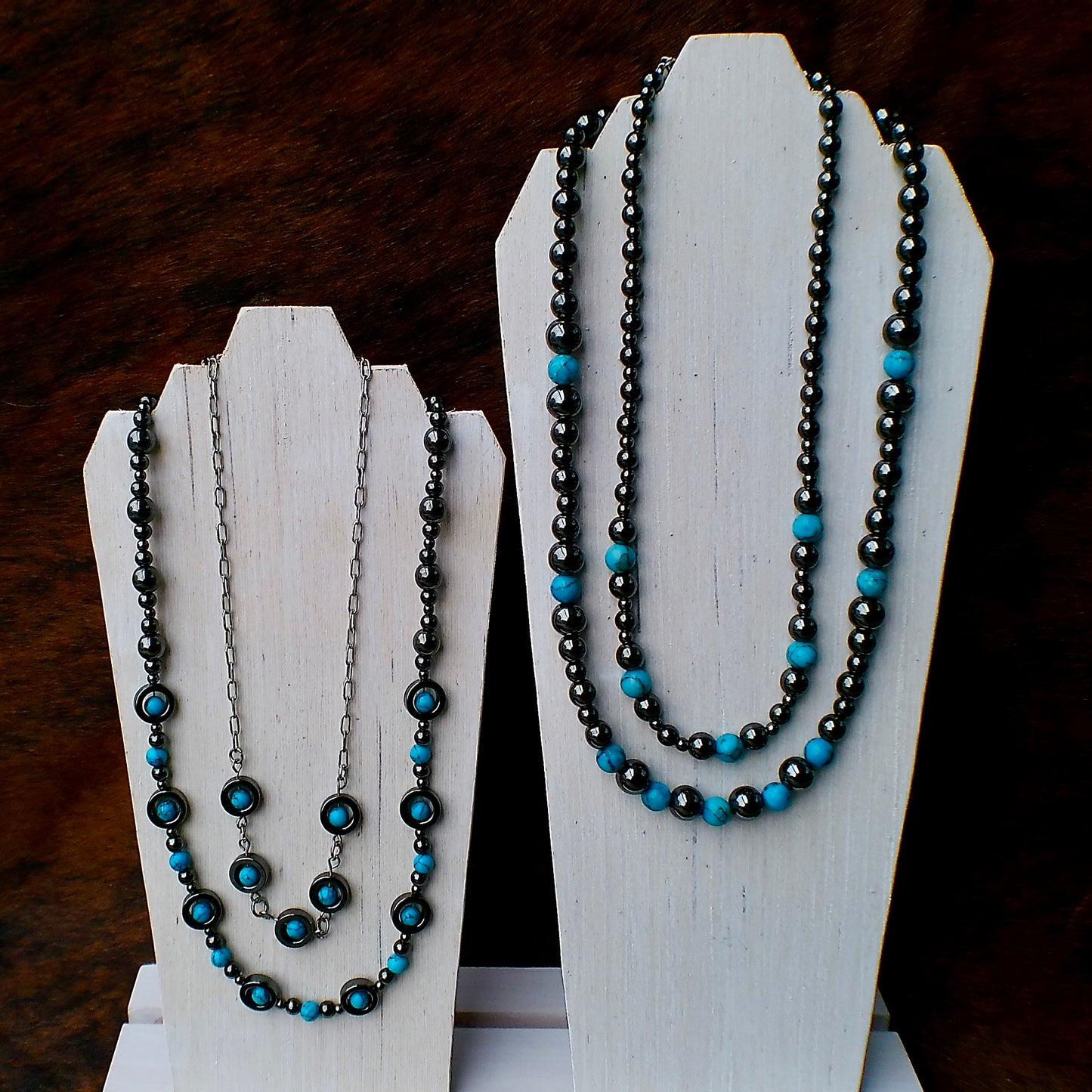 Hematite & Synthetic Turquoise Necklaces