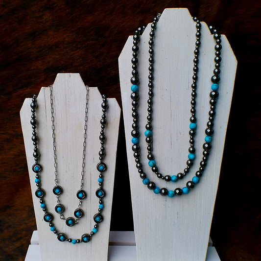 Hematite & Synthetic Turquoise Necklaces