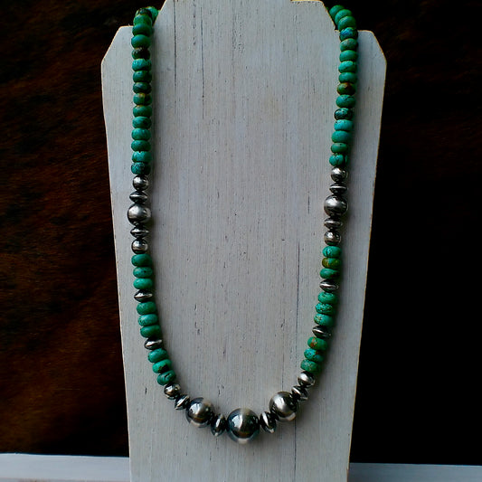 Kingman Turquoise & Sterling Silver Pearl Necklace