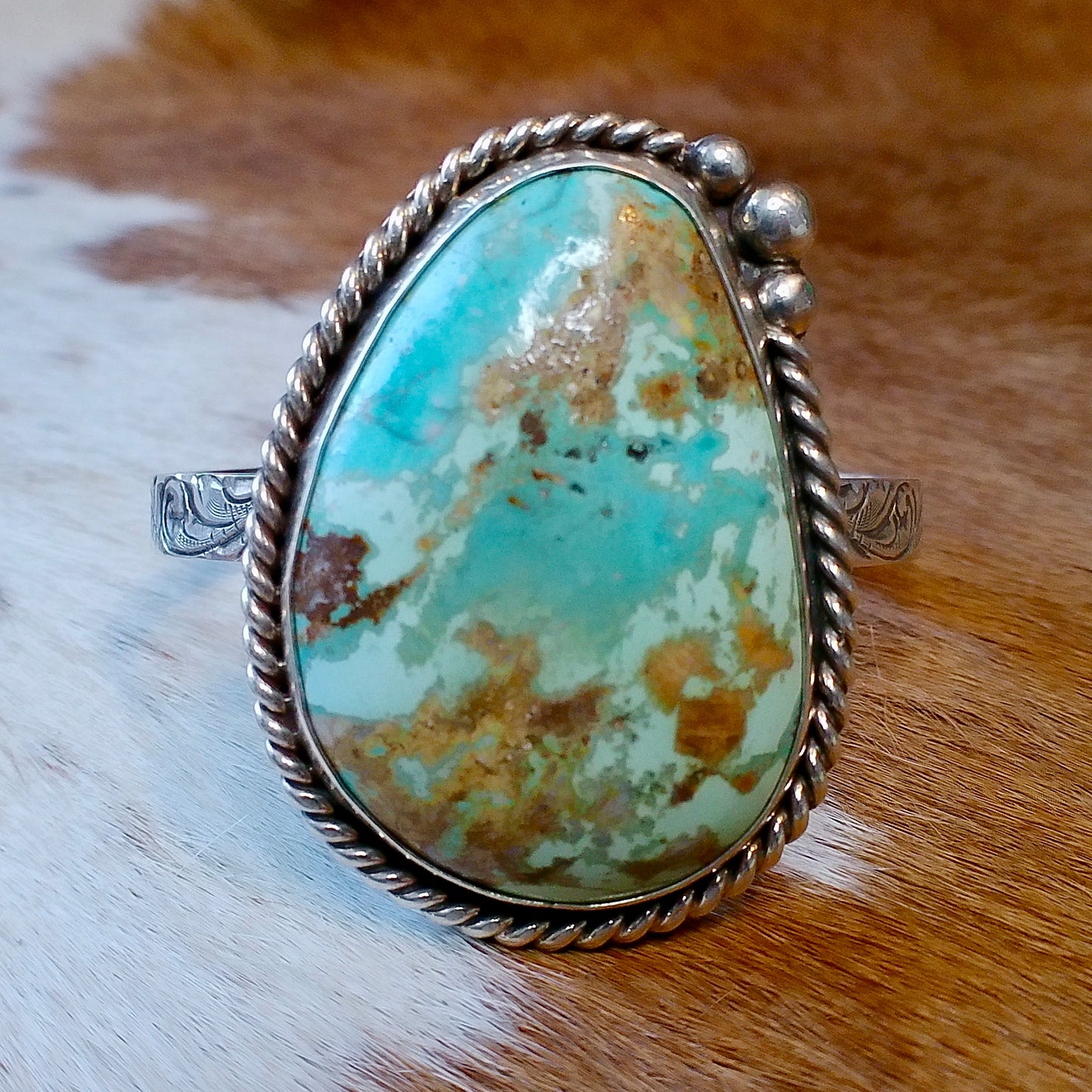 Turquoise Cuff Bracelet — Engraved by Richard Brooks