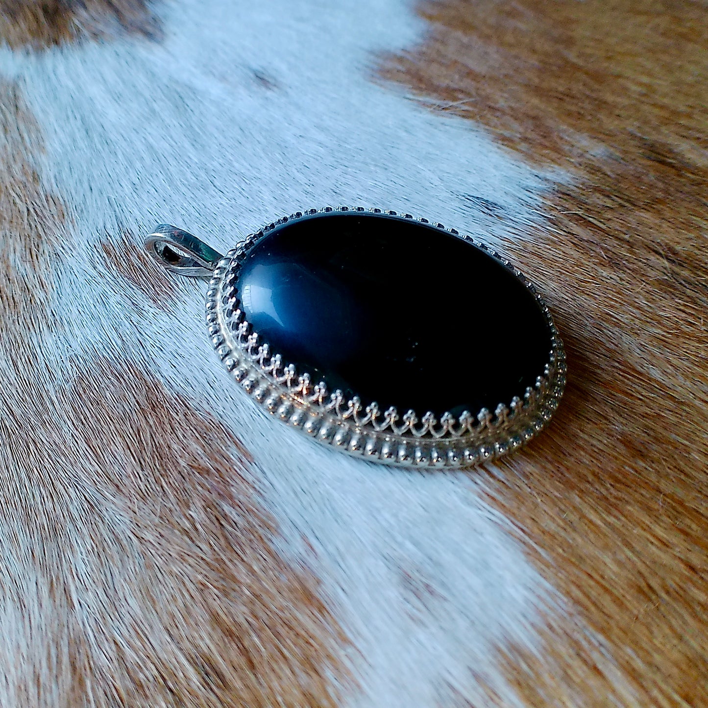 Obsidian Pendant — Engraved by Richard Brooks
