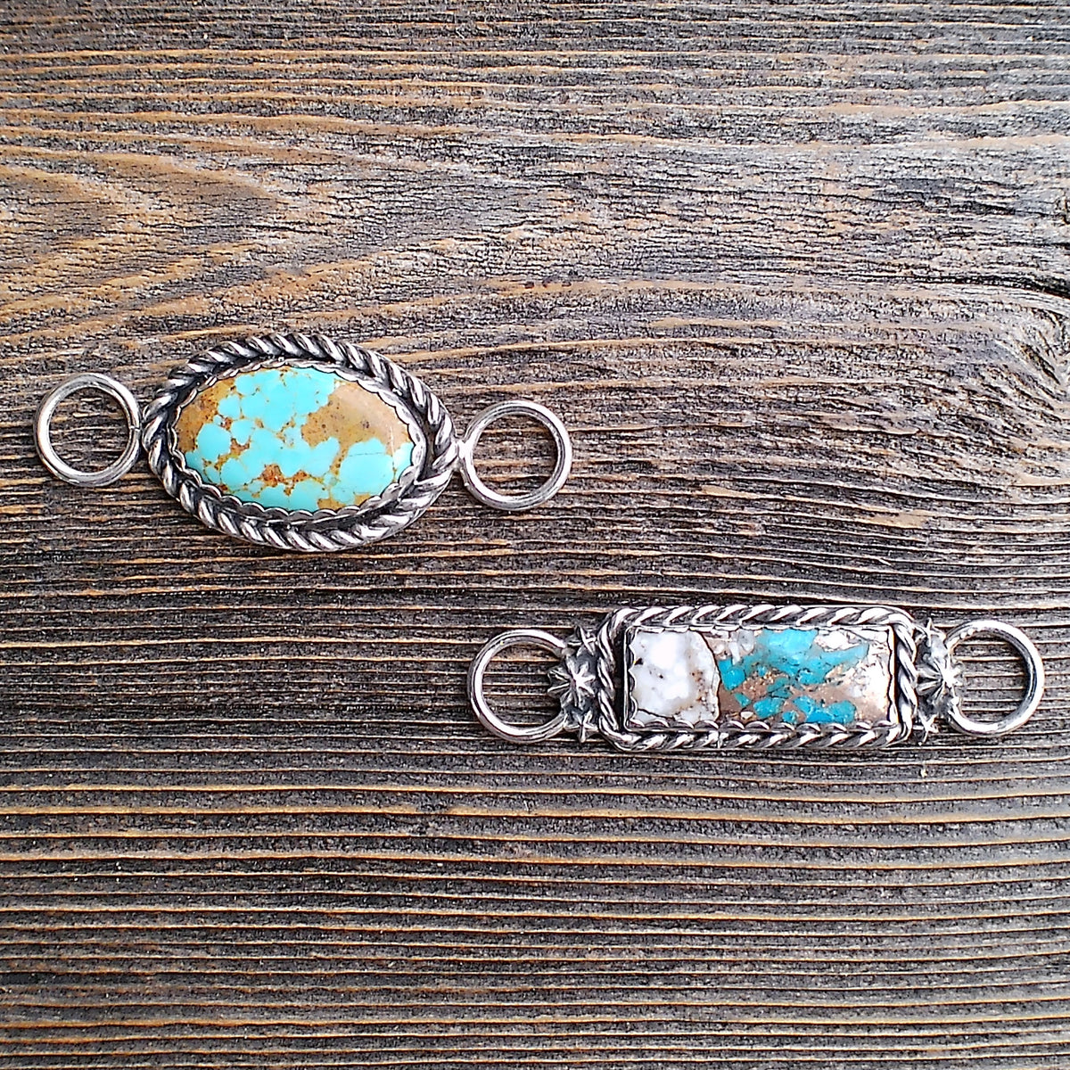 Turquoise & Sterling Silver Twilly Tie Slides