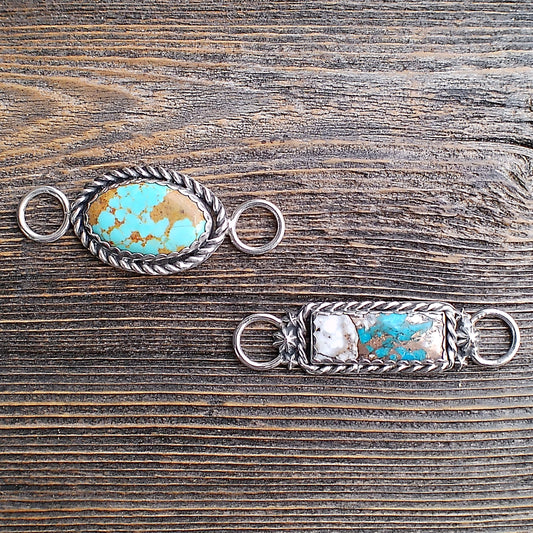 Turquoise & Sterling Silver Twilly Tie Slides