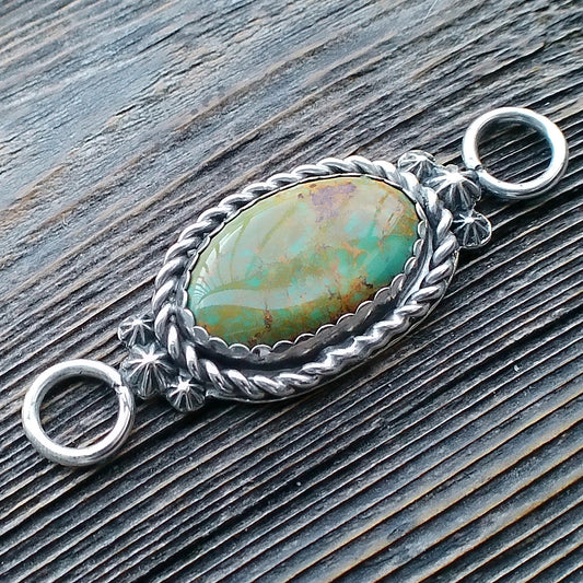 Turquoise & Sterling Silver Twilly Tie Slide — Stone Cut In-House by Paul