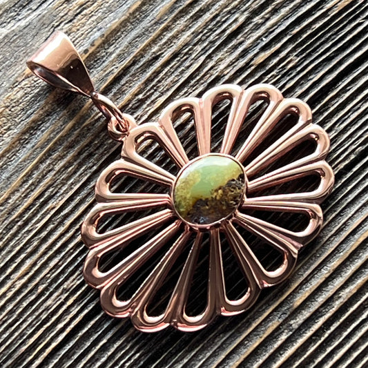 Copper & Turquoise Flower Pendant