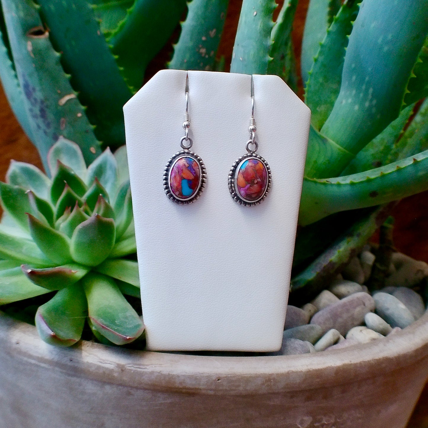 Turquoise Pink Oyster Earrings