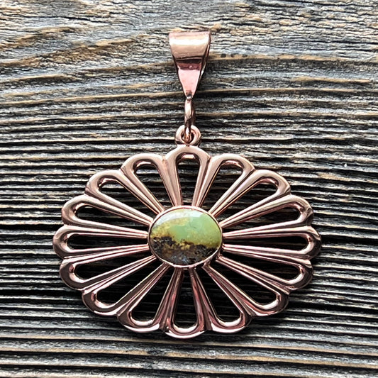 Copper & Turquoise Flower Pendant