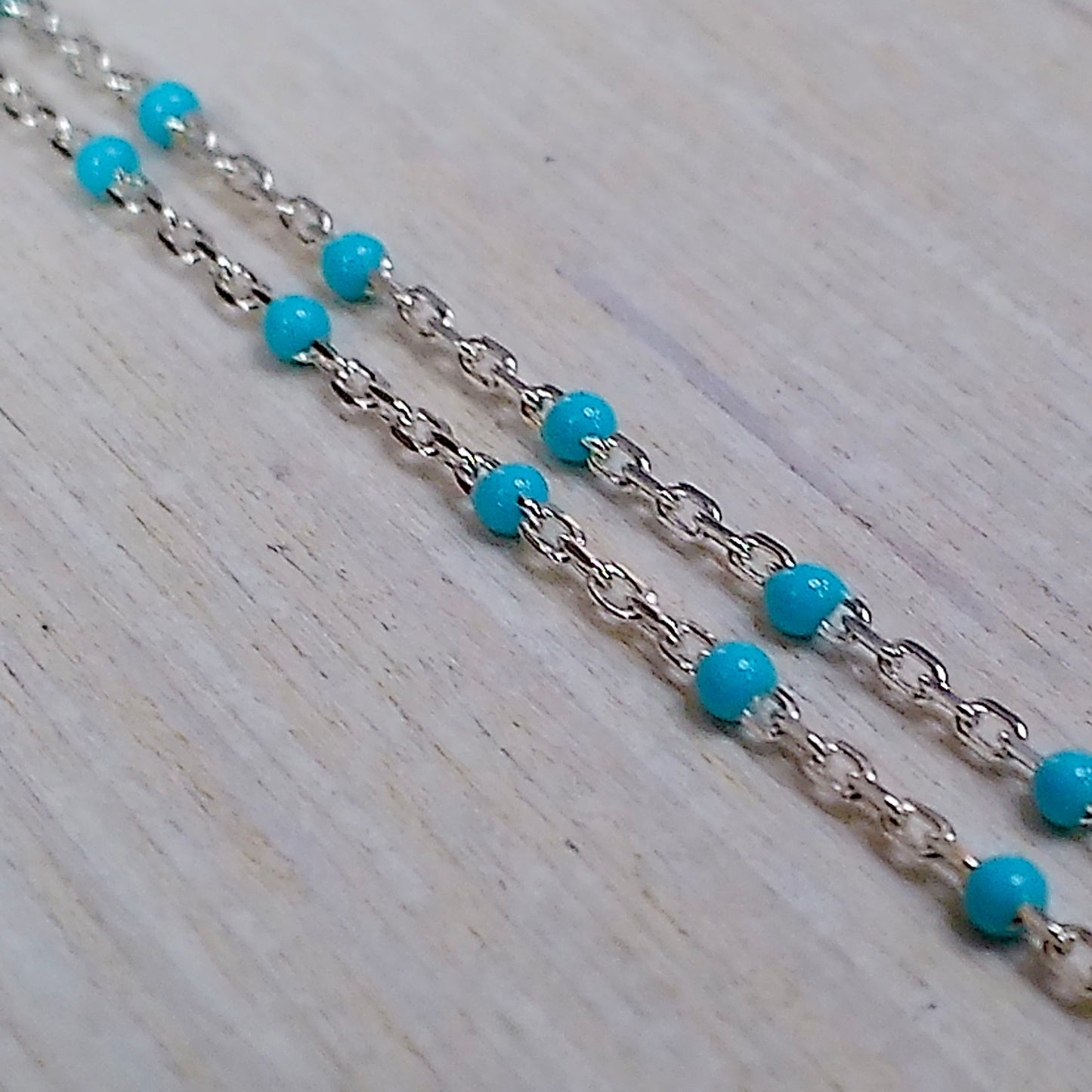 Turquoise Enamel Finished Chain — .925 Sterling Silver