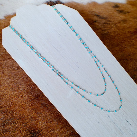 Turquoise Enamel Finished Chain — .925 Sterling Silver
