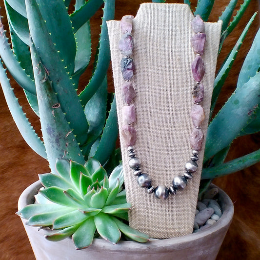 Watermelon Tourmaline & Sterling Silver Pearl Necklace