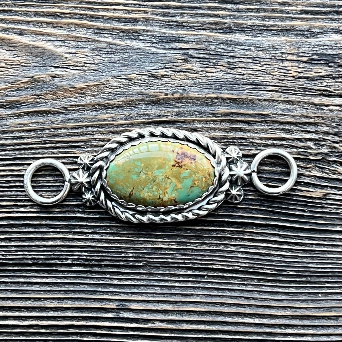Turquoise & Sterling Silver Twilly Tie Slide — Stone Cut In-House by Paul