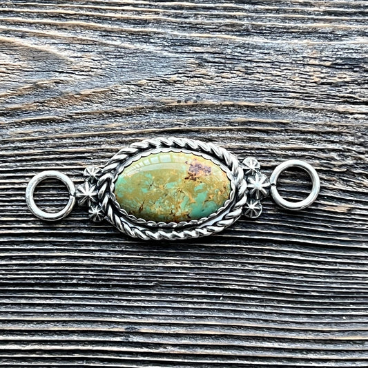 Turquoise & Sterling Silver Twilly Tie Slide — Stone Cut In-House by Paul