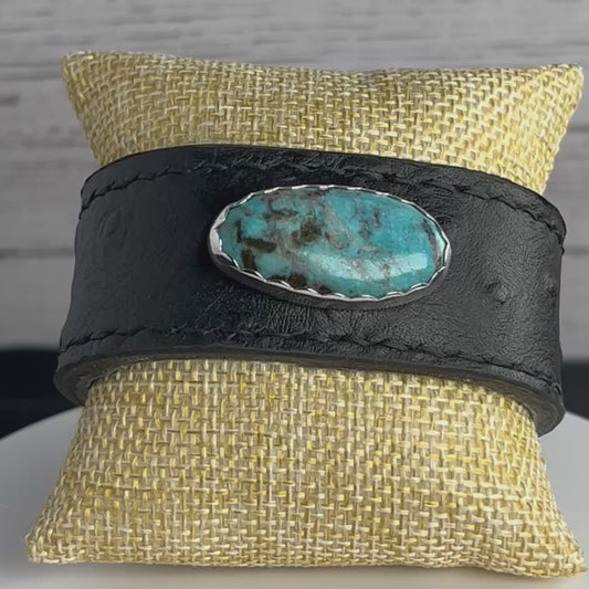 Leather Cuff Bracelet with Turquoise